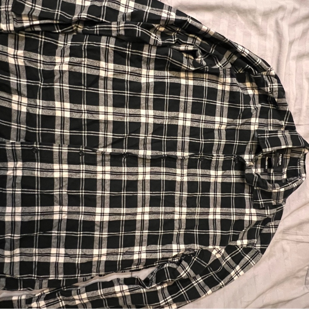 Black and White Plaid Men's Shirt
